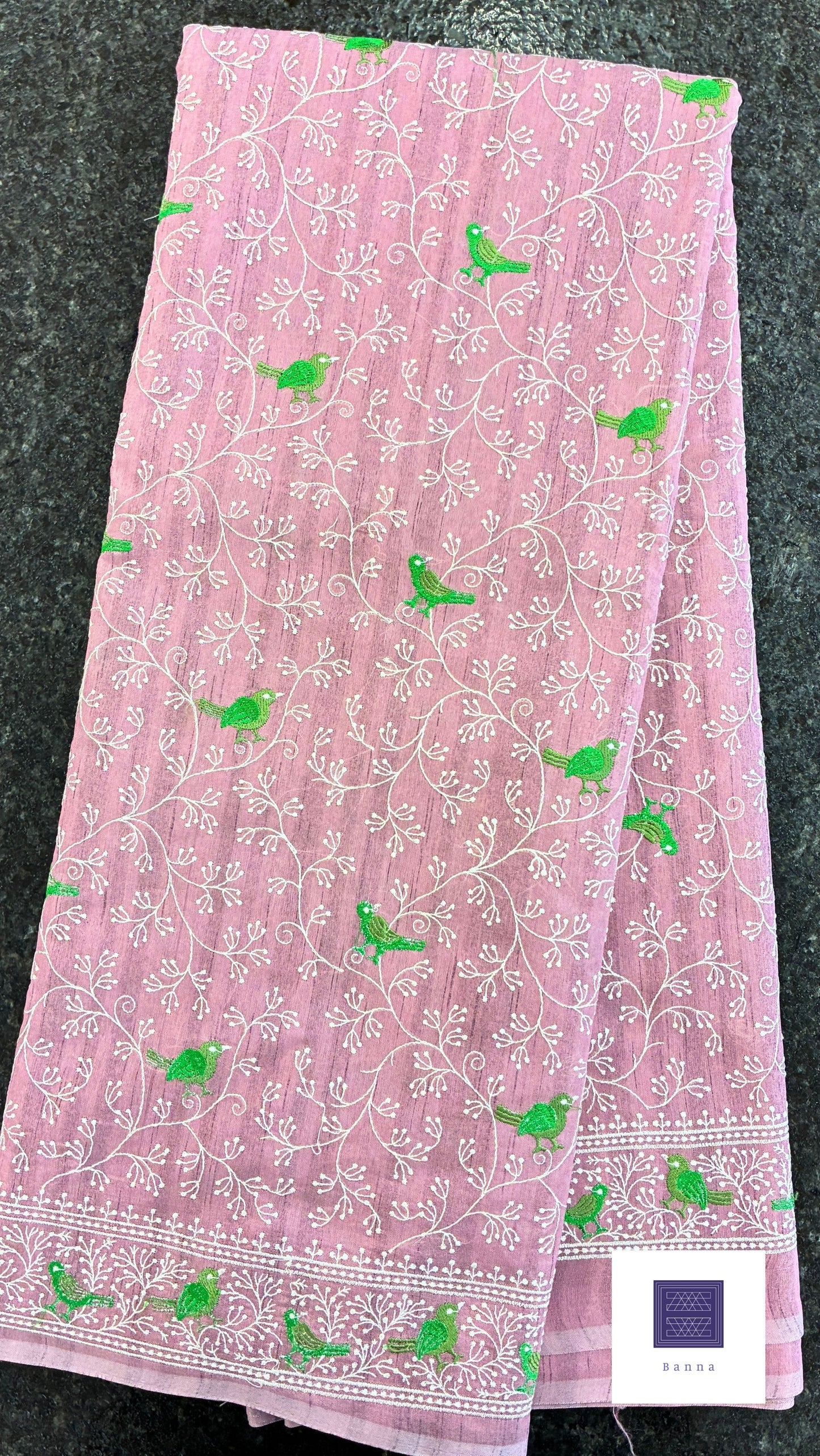 Tussar embroidery saree - Light Purple