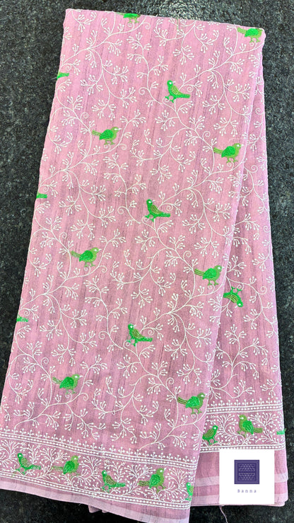 Tussar embroidery saree - Light Purple