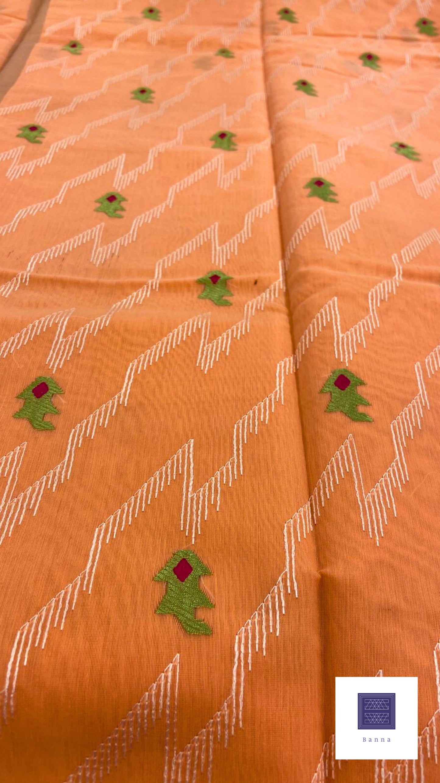 Work love, everyday saree in all new embroidery work - Orange