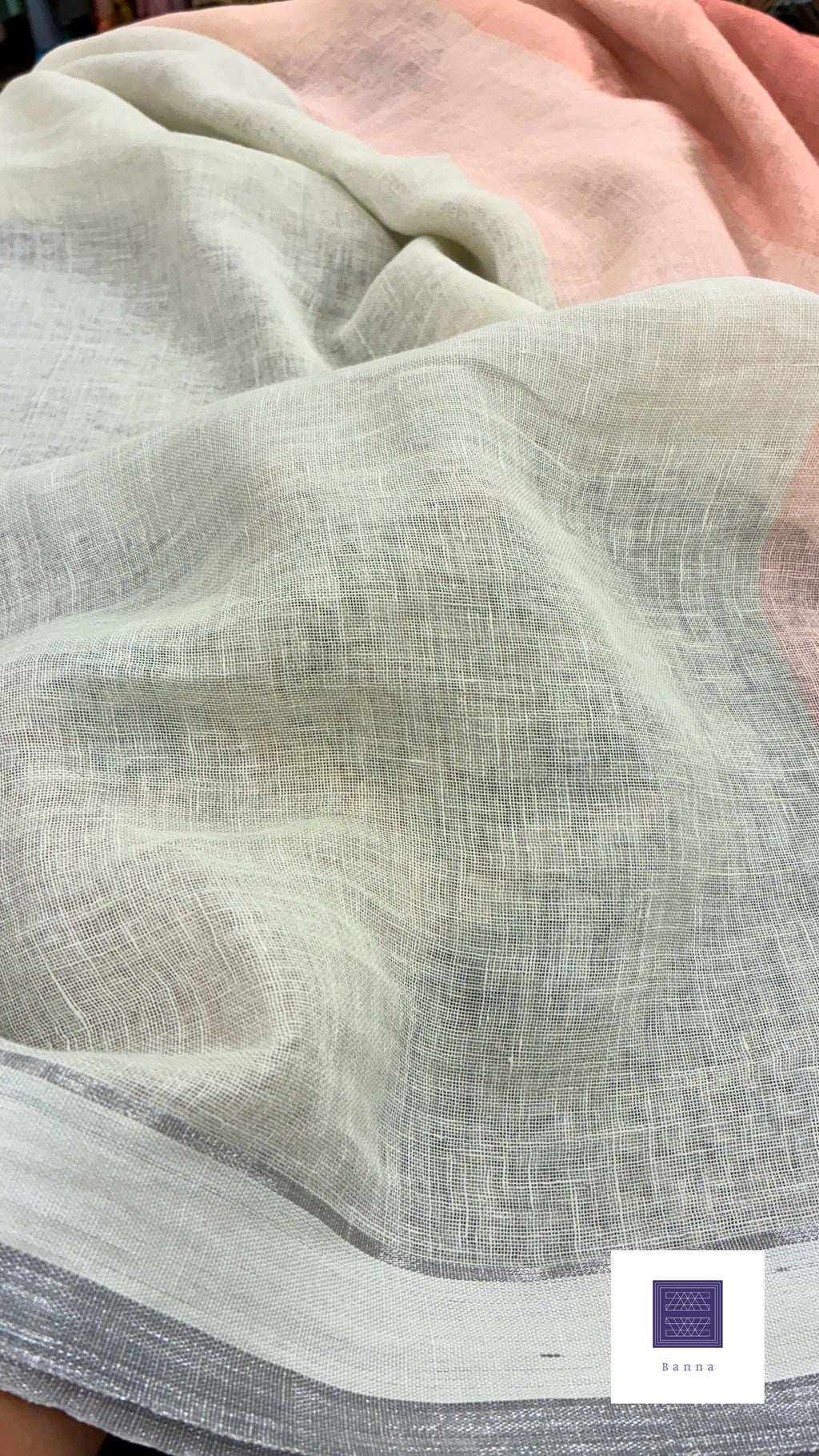 Pure Handloom Linen Saree - White