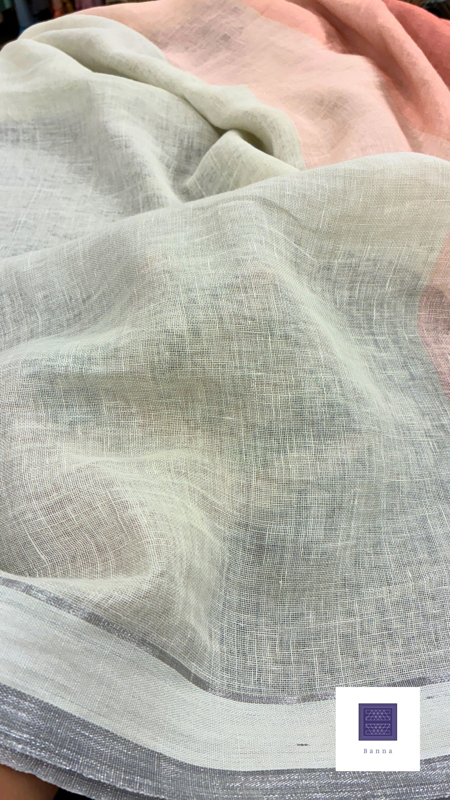 Pure Handloom Linen Saree - White