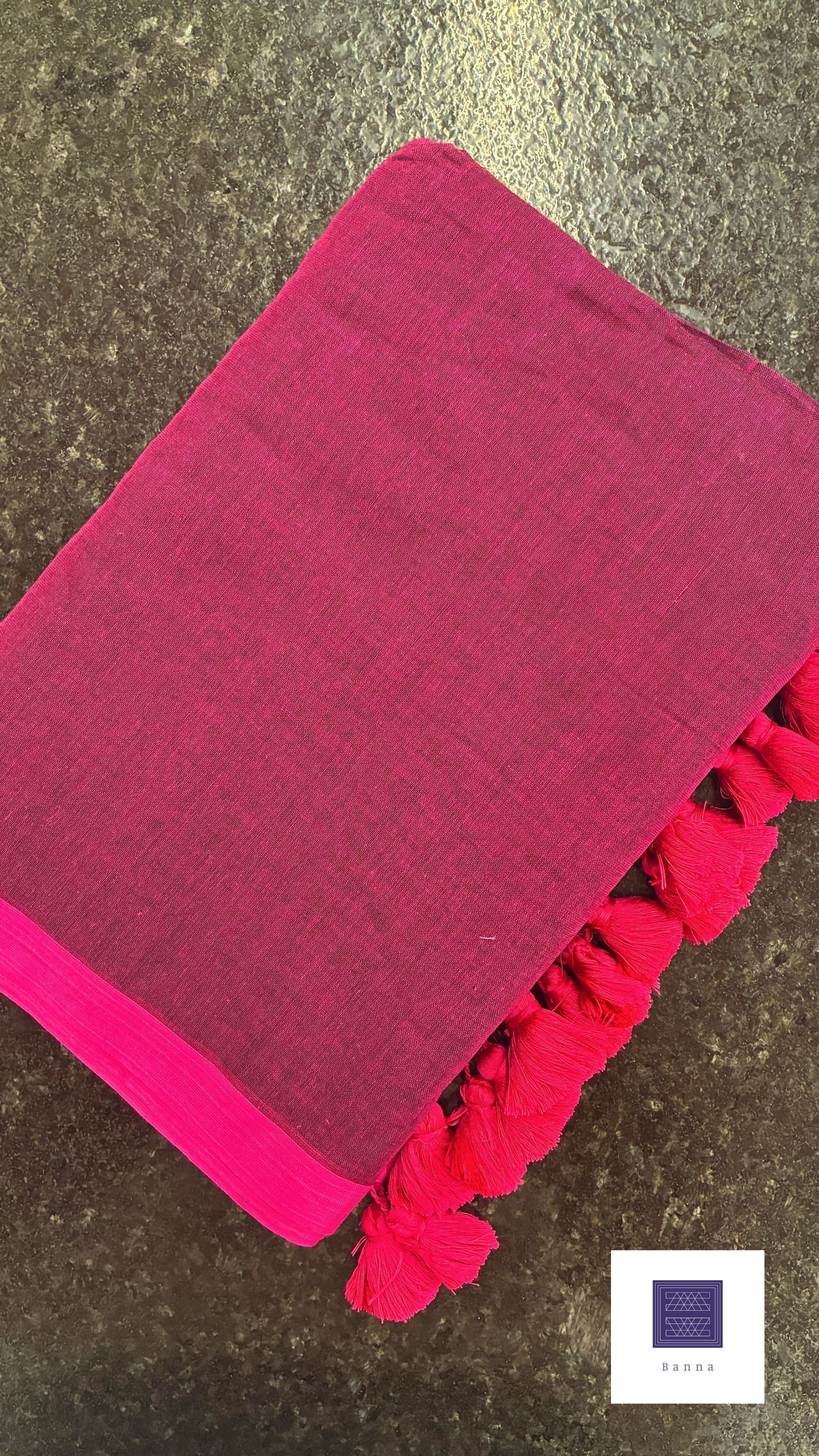 Soft Mul Cotton saree - Purple with Pink border