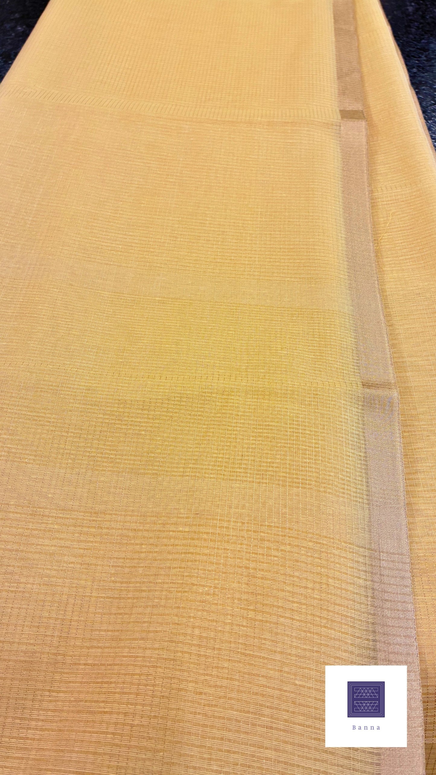 Solid Kota tissue with small border - Mango yellow