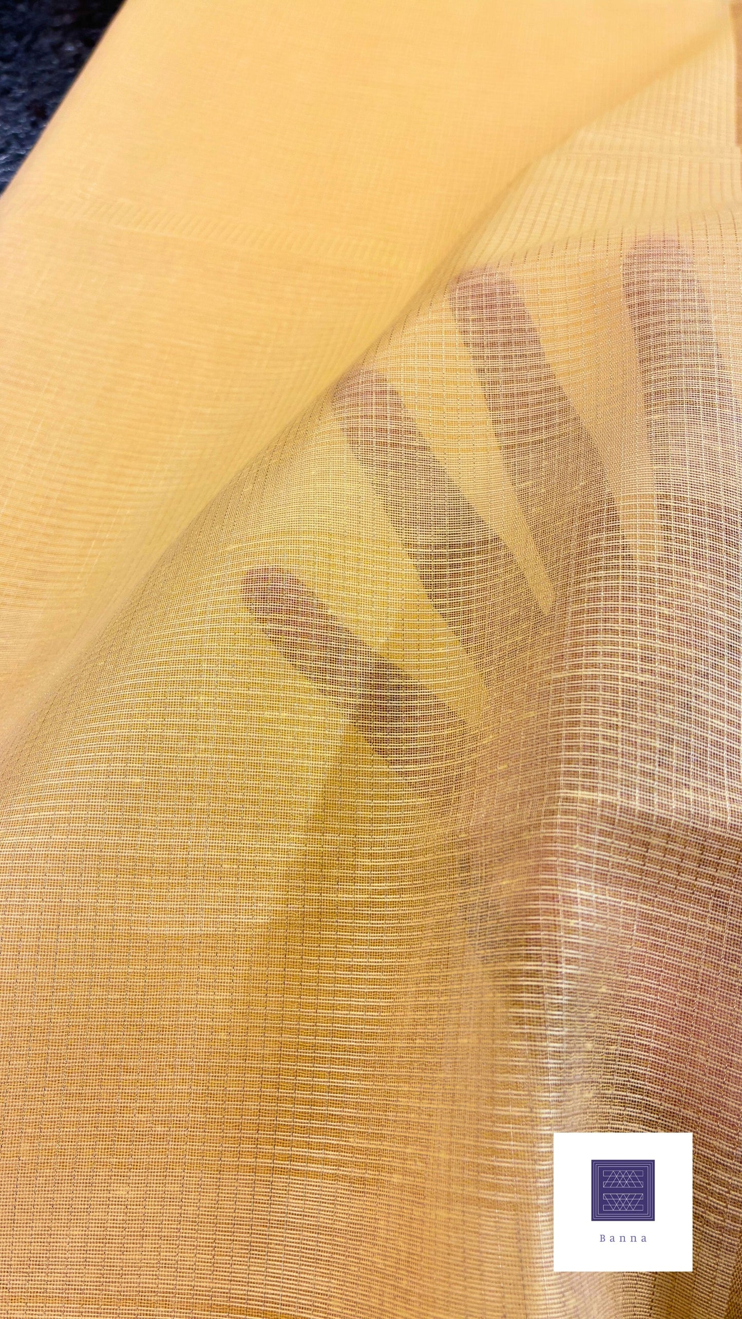 Solid Kota tissue with small border - Mango yellow