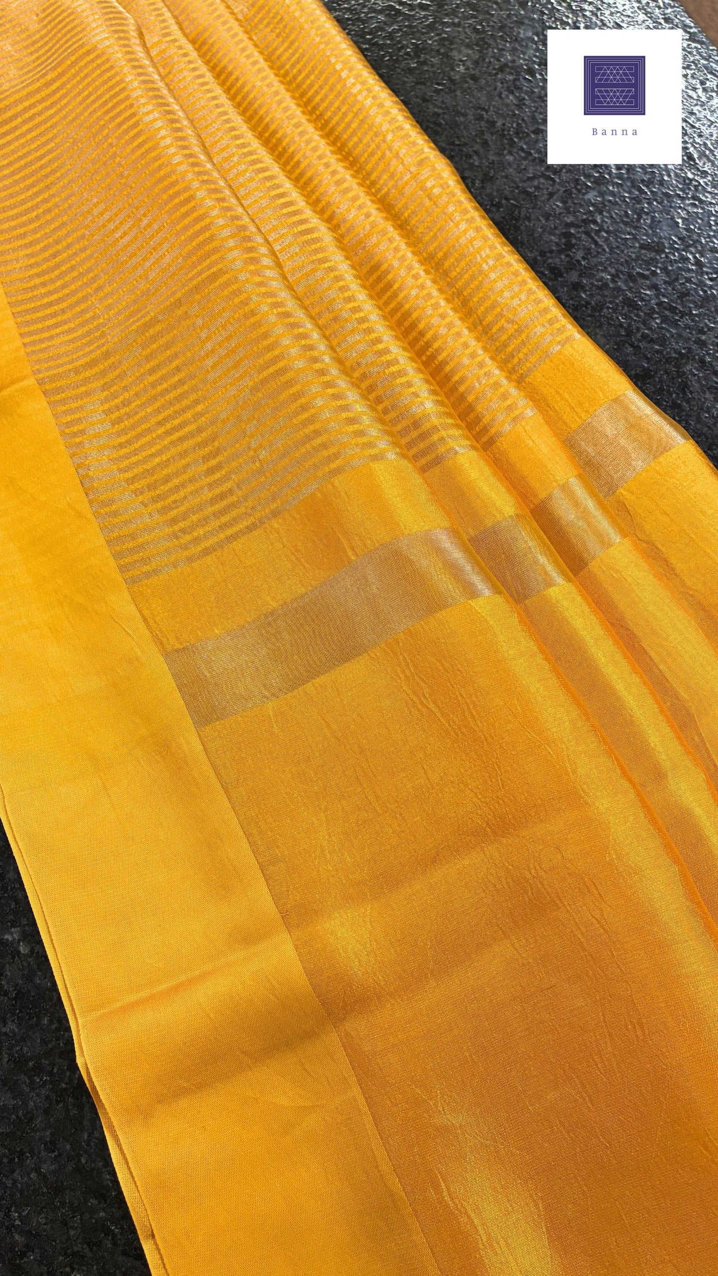 Pure Tissue Silk saree - Mustard Yellow Lines