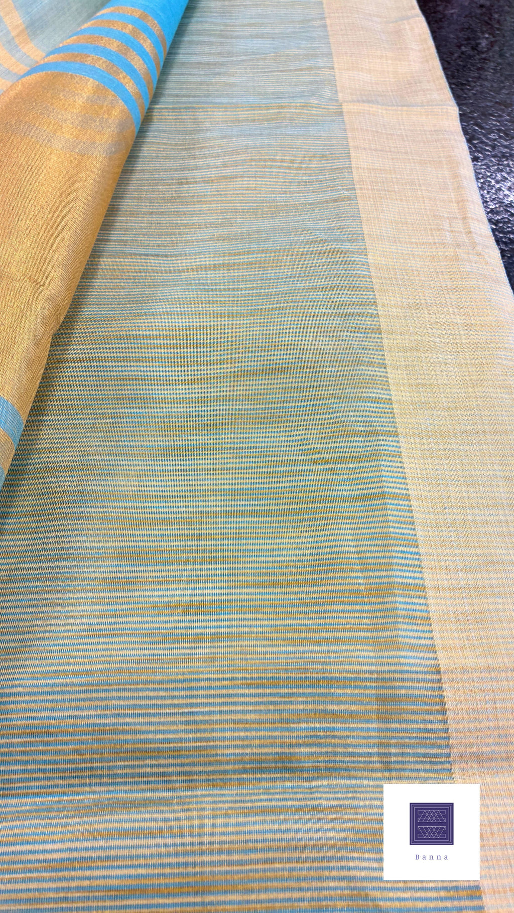 Tissue cotton saree - Sky blue
