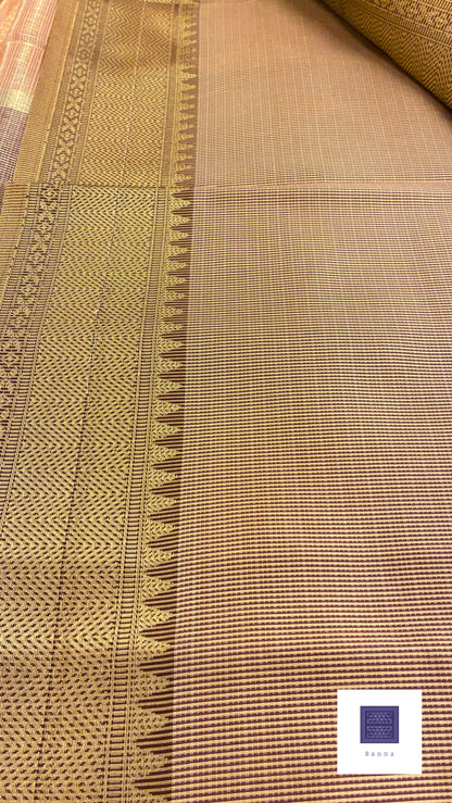 Kota tissue Banarasi saree - Light brown and peach