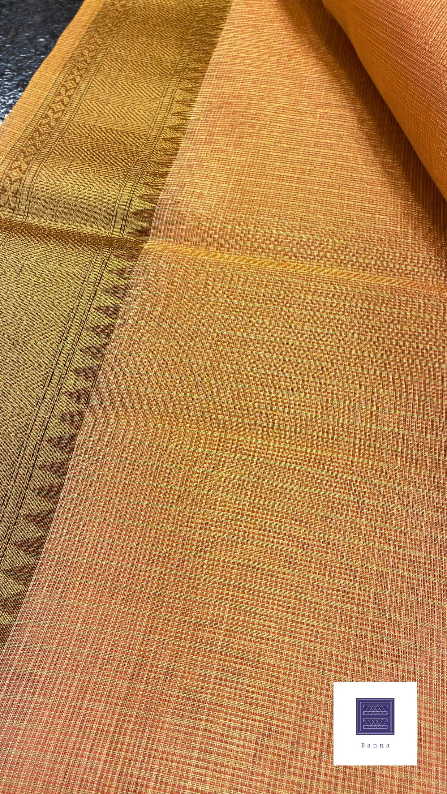 Kota tissue Banarasi saree - Light brown and peach