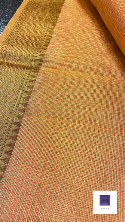 Kota tissue Banarasi saree - Light brown and peach