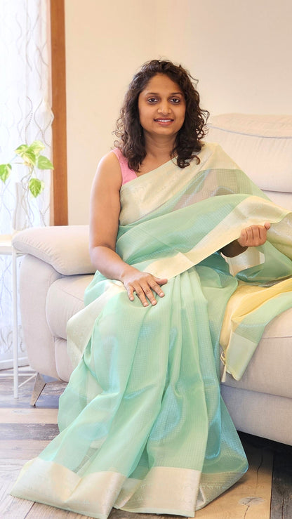 Kota Tissue Saree - Green