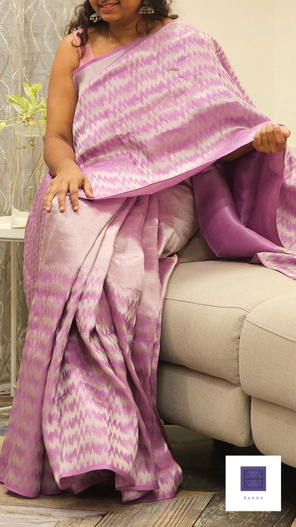 Soft Solid Tissue Silk Saree - Pastel Purple