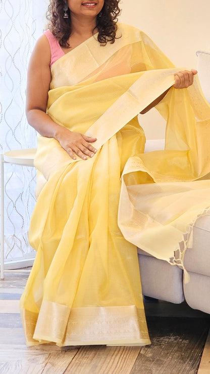 Kota Tissue Saree - Yellow