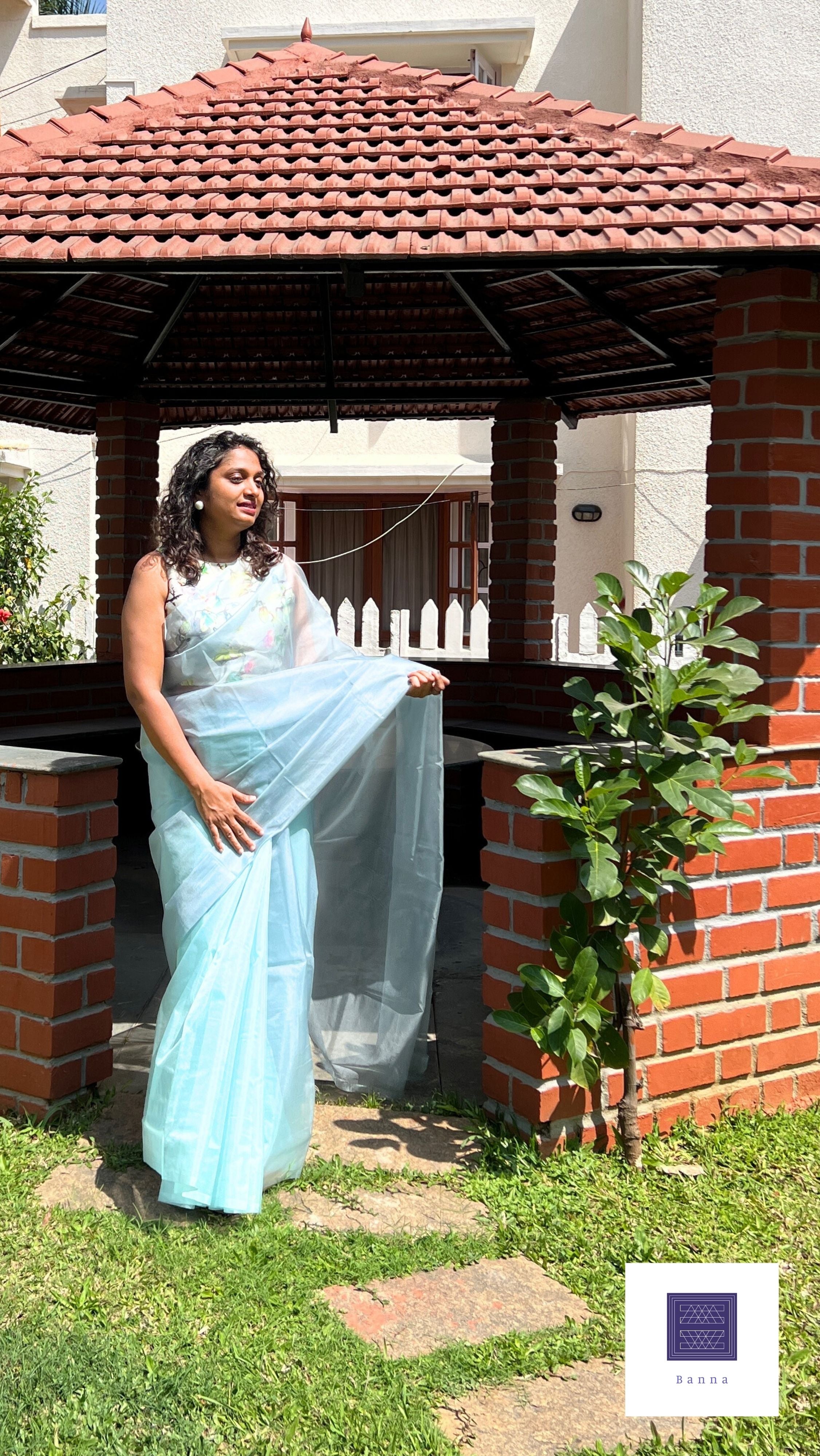 Grey cloud - Banna's signature organza saree