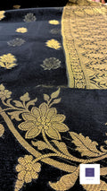 Traditional Banarasi Weaving in Organza - Black