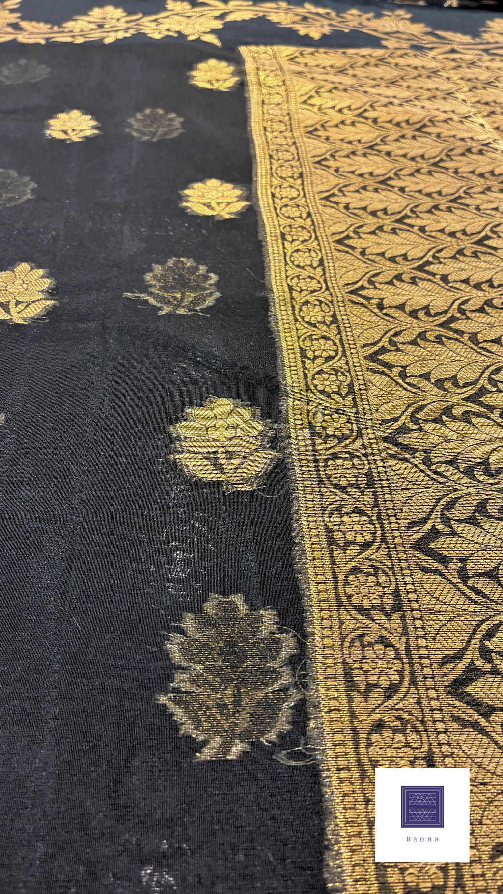 Traditional Banarasi Weaving in Organza - Black