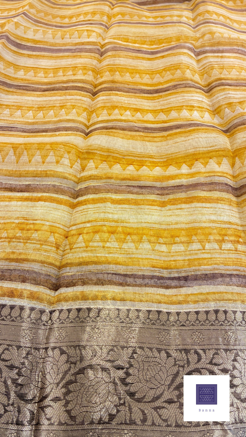 Pure Organza Silk Saree handblock prints - Yellow
