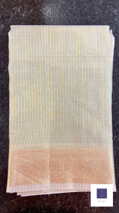 Kota Tissue Saree - Light Green and Gold