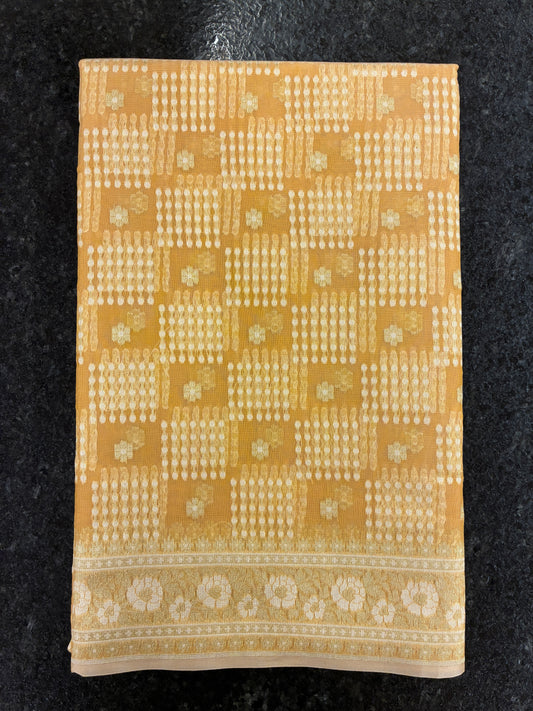 Pure Cotton Jamdhani woven saree - Peach