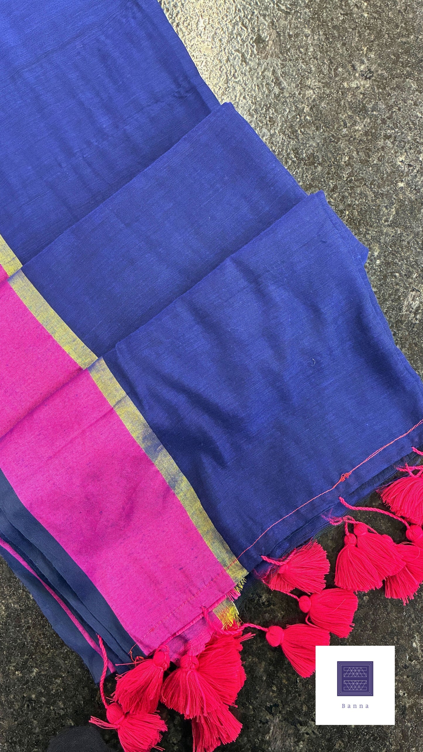 Soft Mul Cotton saree with pink broad border
