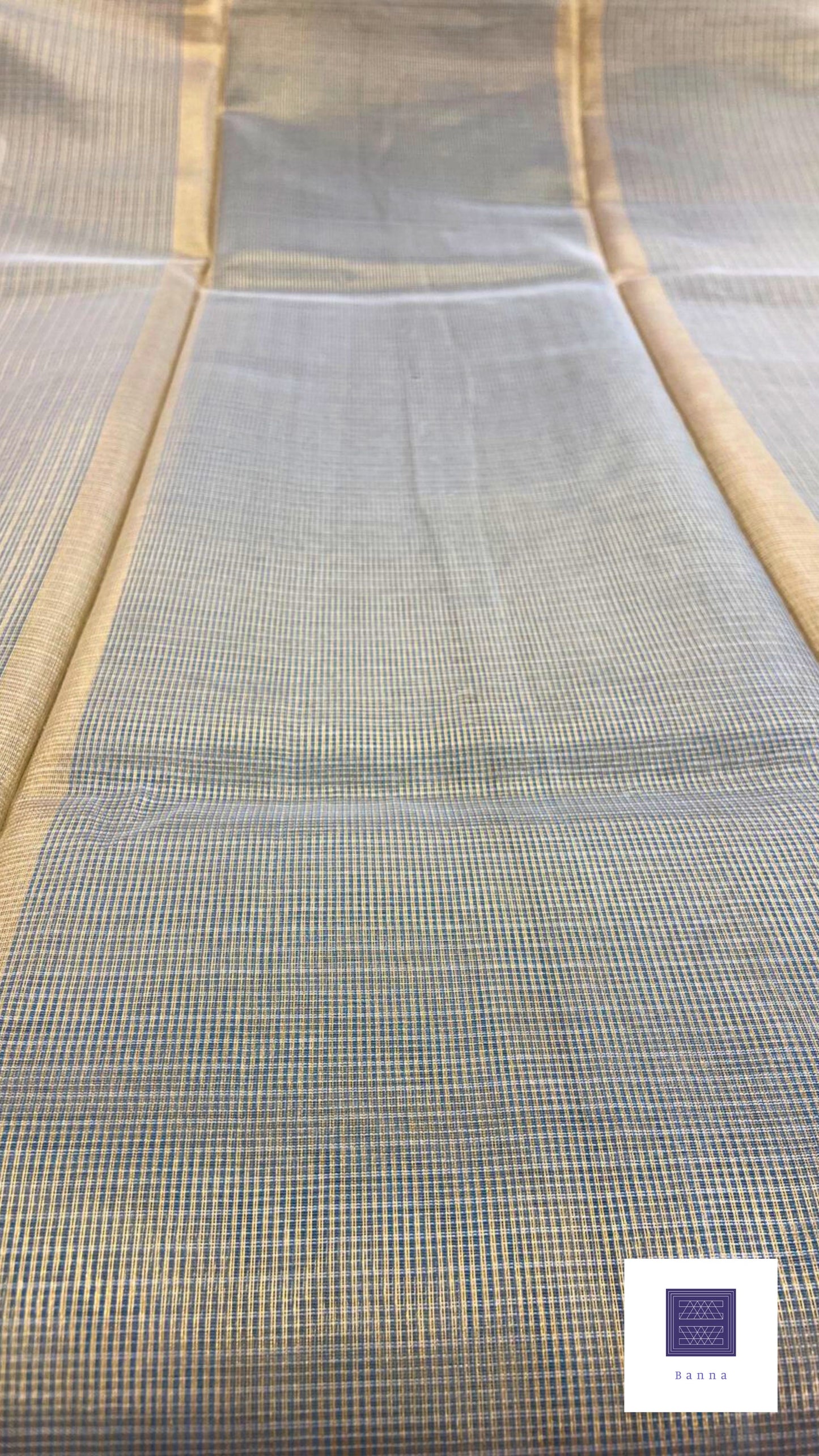 Kota Tissue Saree - Light Green and Gold