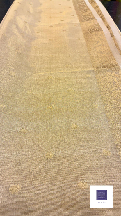 Tissue Silk woven traditional Banarasi saree - Cream