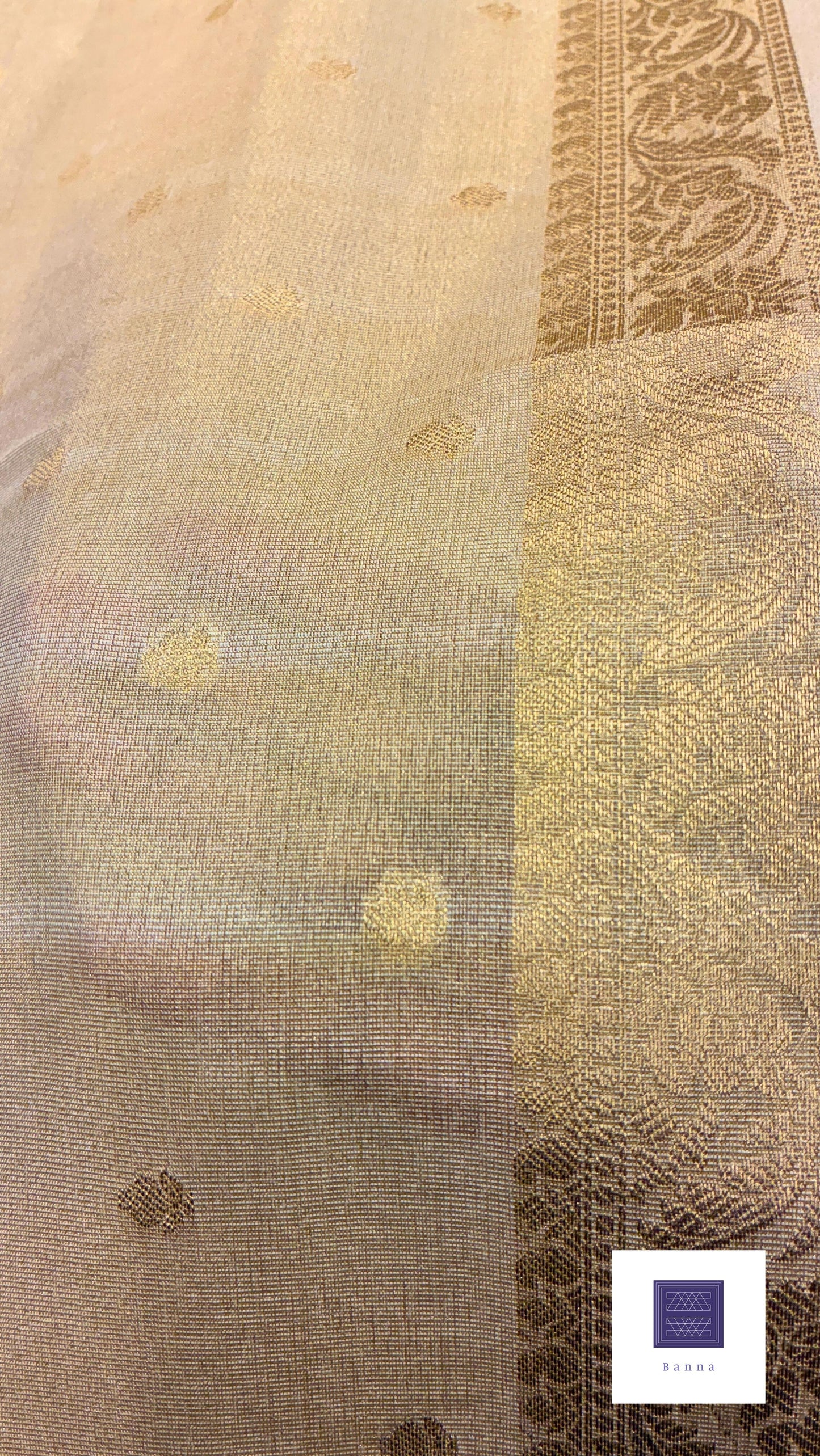 Tissue Silk woven traditional Banarasi saree - Cream