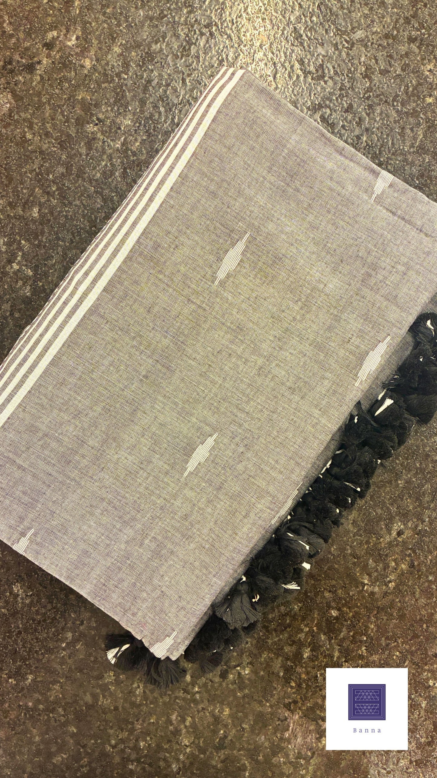 Pure Mul Cotton Saree with Jamdhani handwork - Grey