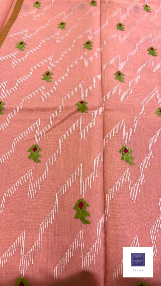 Work love, everyday saree in all new embroidery work - Pastel Pink