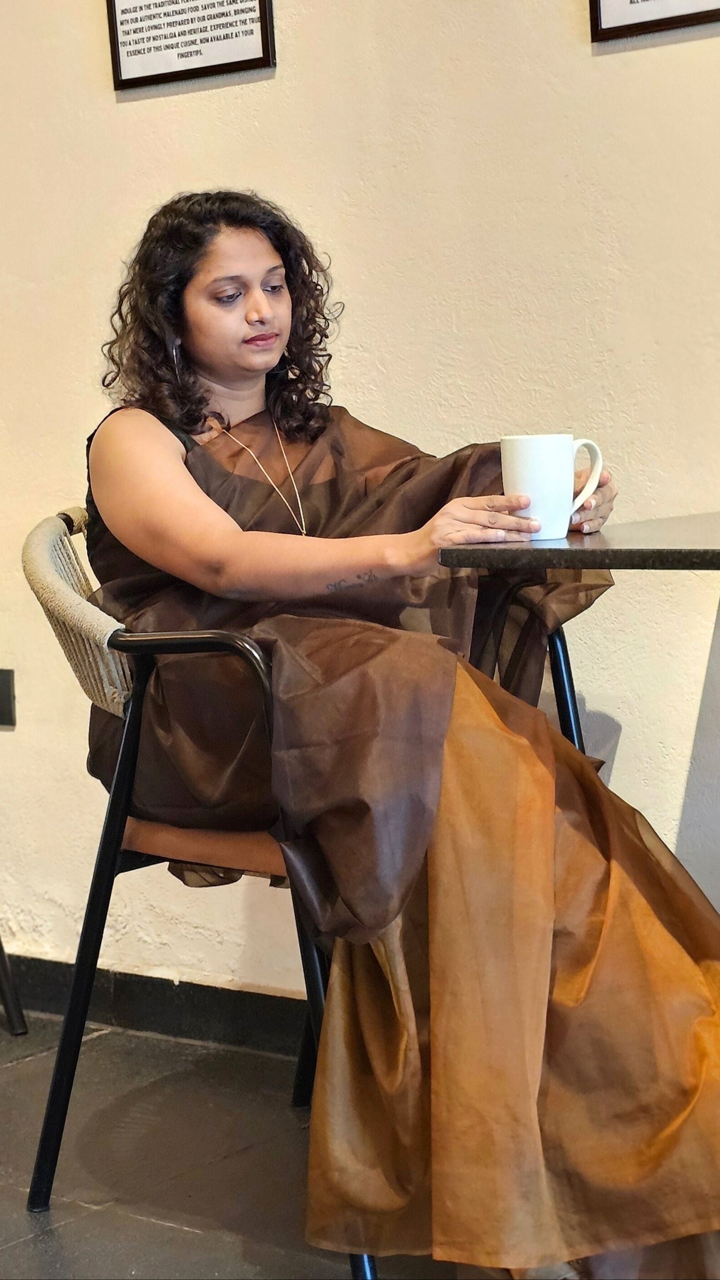 For the love of Coffee - Banna's signature organza saree
