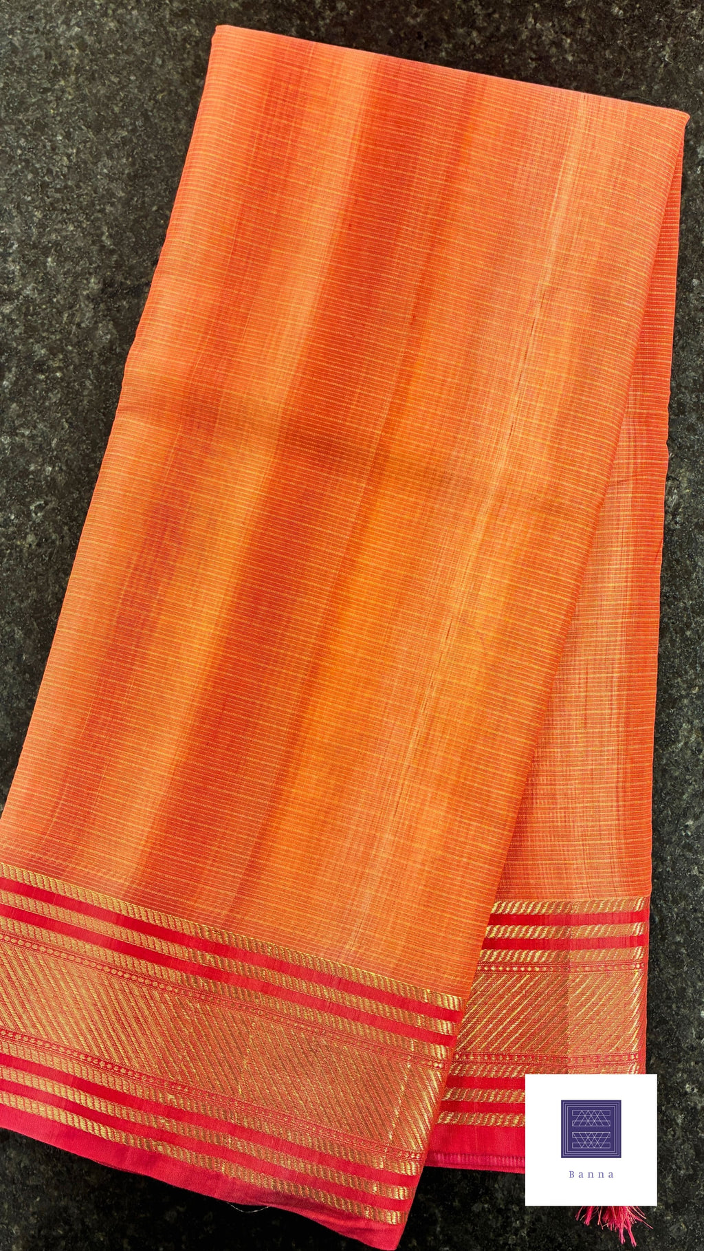 Kota Cotton Contrast with Shaded saree - Orange and Pink