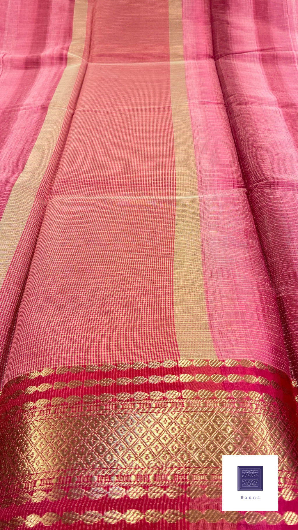 Kota Cotton Contrast with Shaded saree - Pink and Dark Pink
