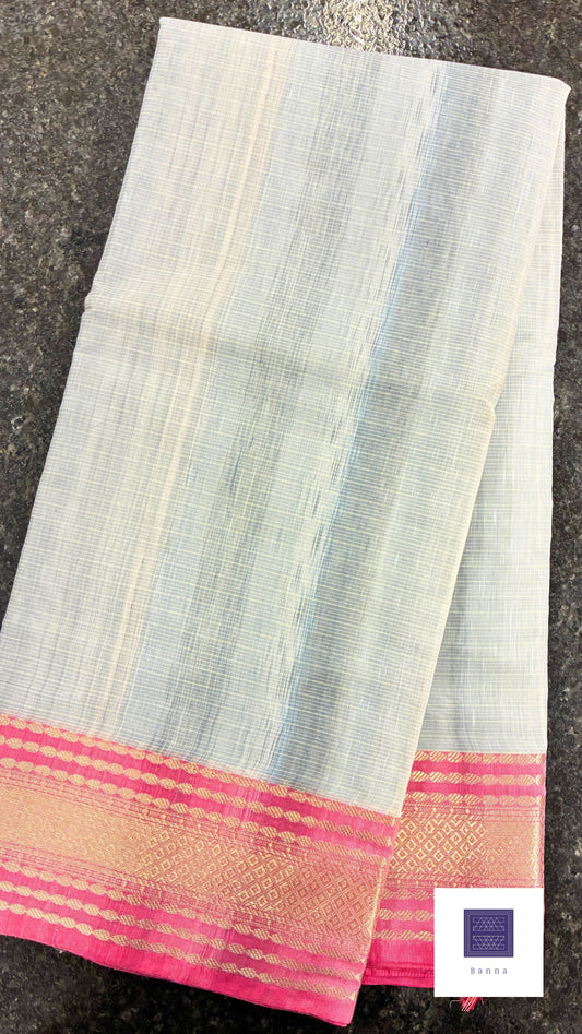Kota Cotton Contrast with Shaded saree - Grey and Pink