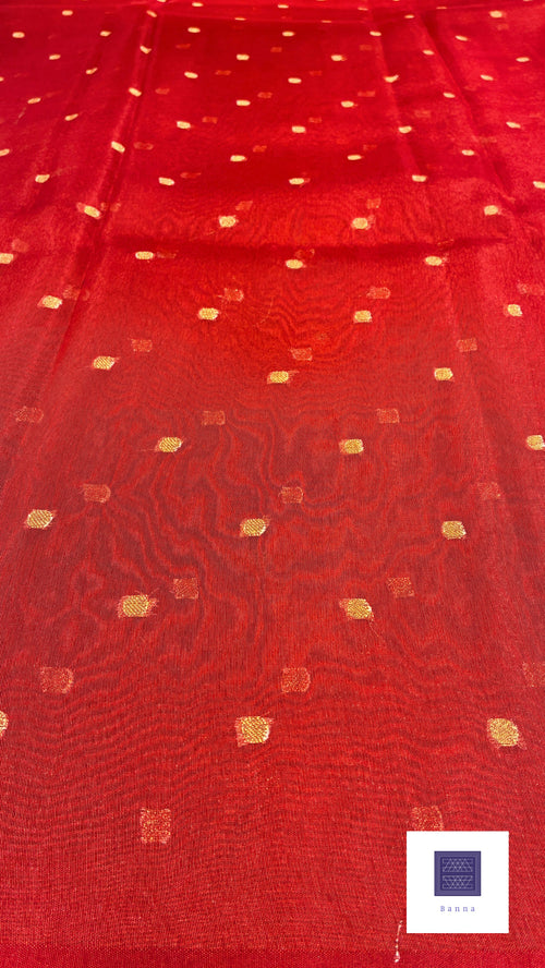Banna Signature Simple Tissue Saree - Red