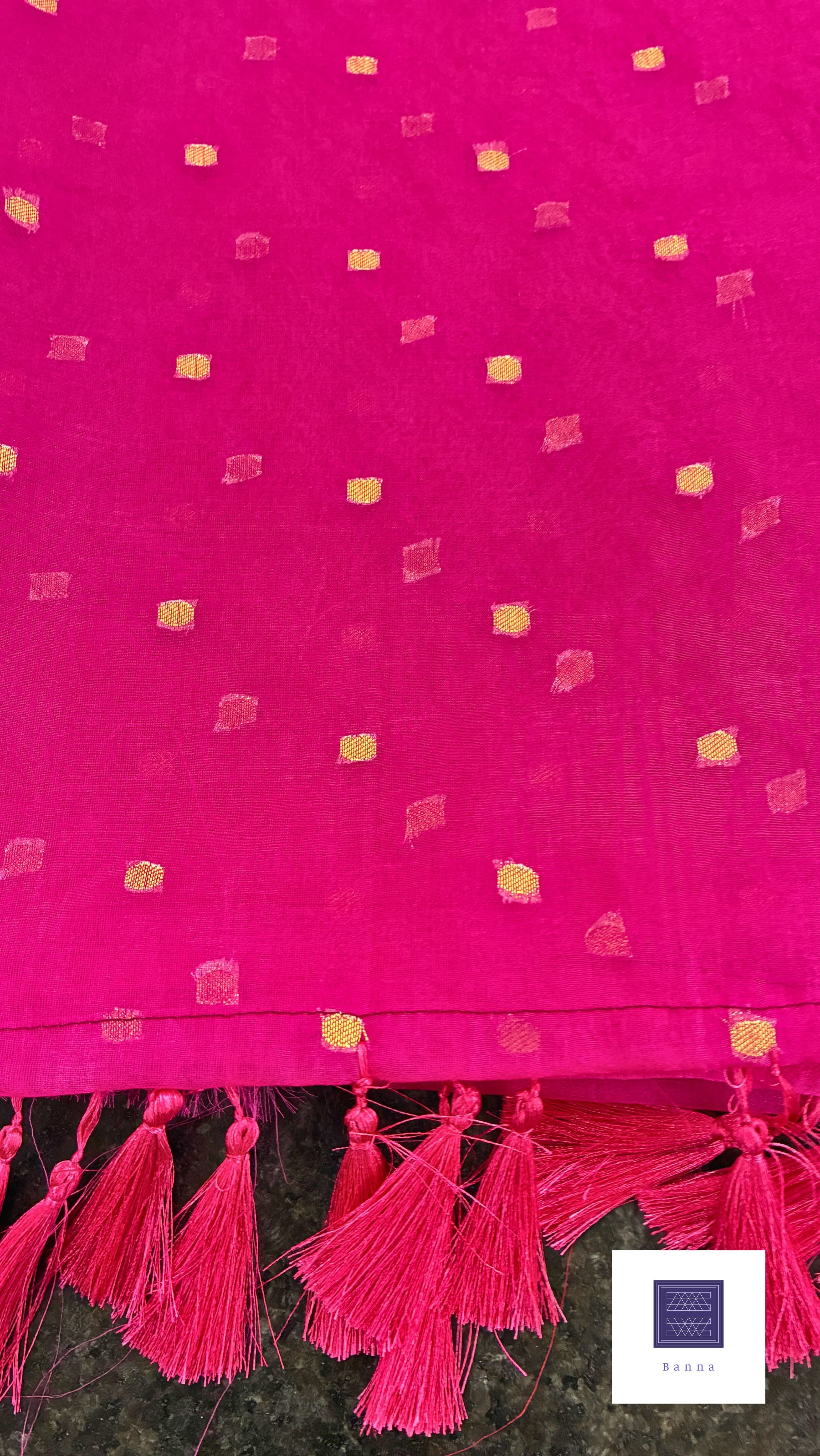 So elegant simple organza saree - Hot Pink