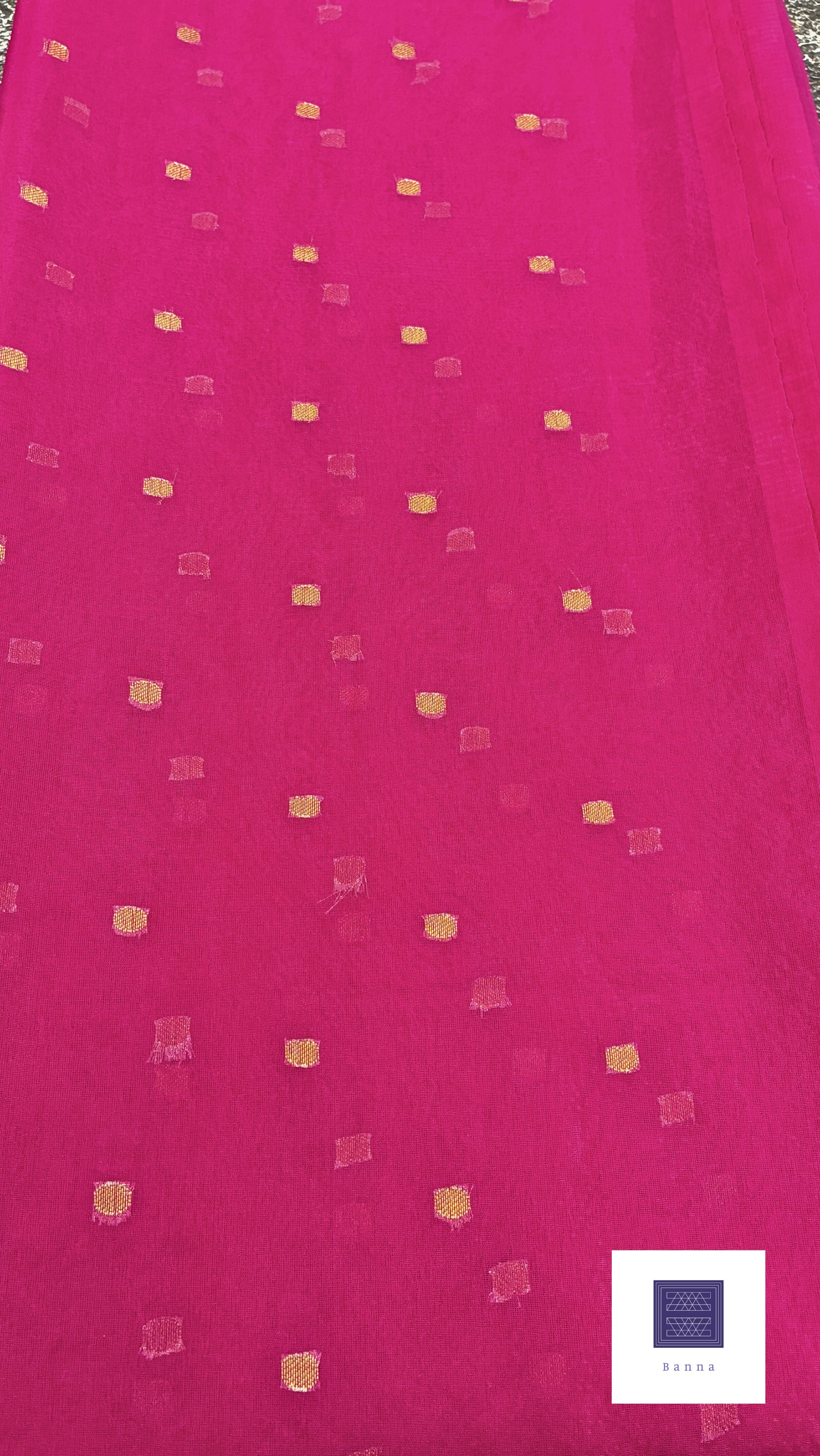 So elegant simple organza saree - Hot Pink