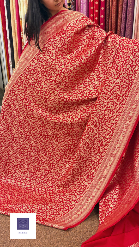 Handloom Katan Silk saree - Bridal Red