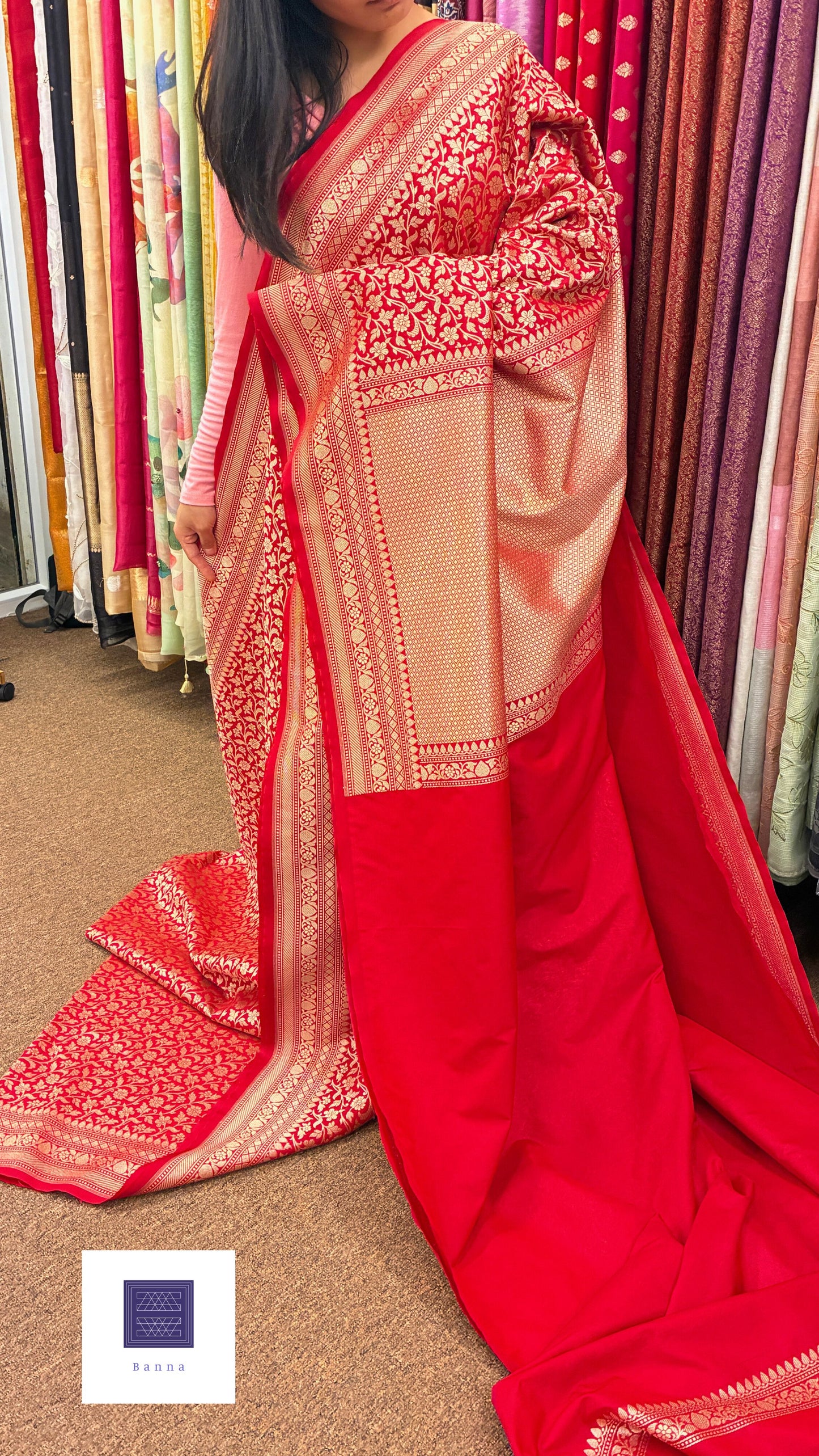 Handloom Katan Silk saree - Bridal Red