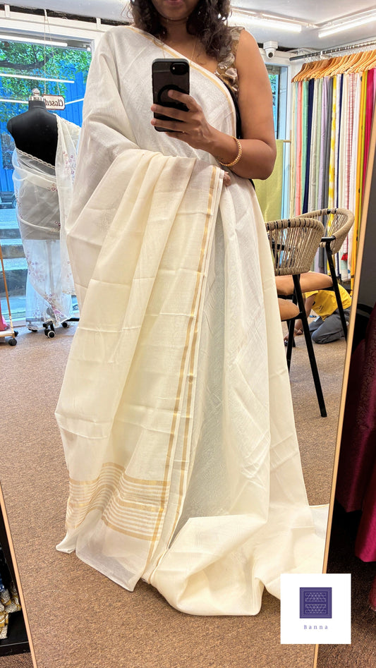 Pure Chanderi Cotton handloom saree - Off white