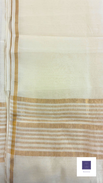 Pure Chanderi Cotton handloom saree - Off white