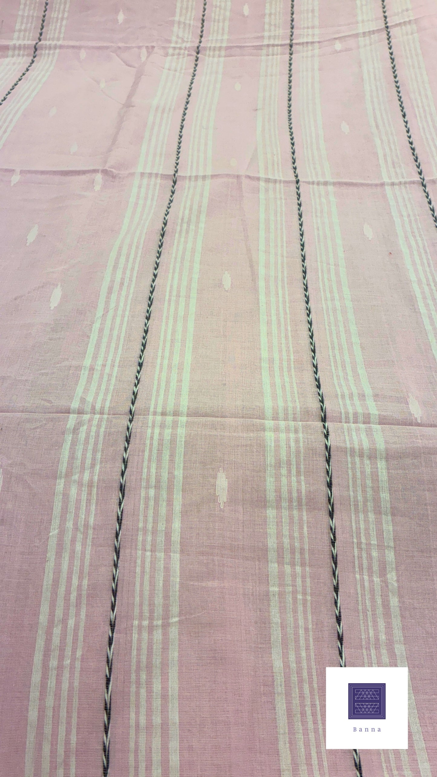 Pure Mul Cotton Saree with Jamdhani handwork - Baby Pink