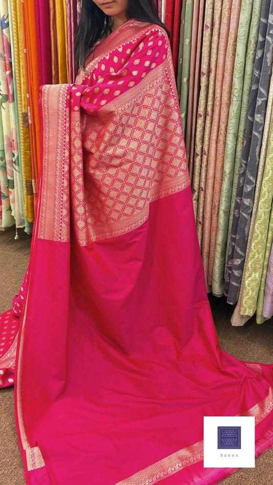 Handloom Classic Katan Silk saree - Bridal Pink