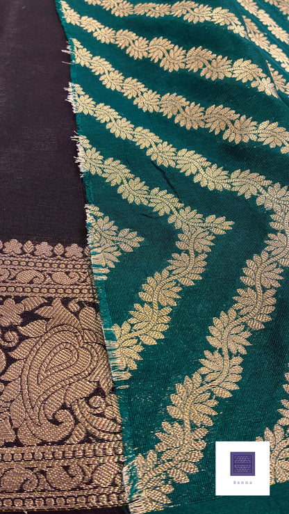 Chiffon Silk contrast Black and green