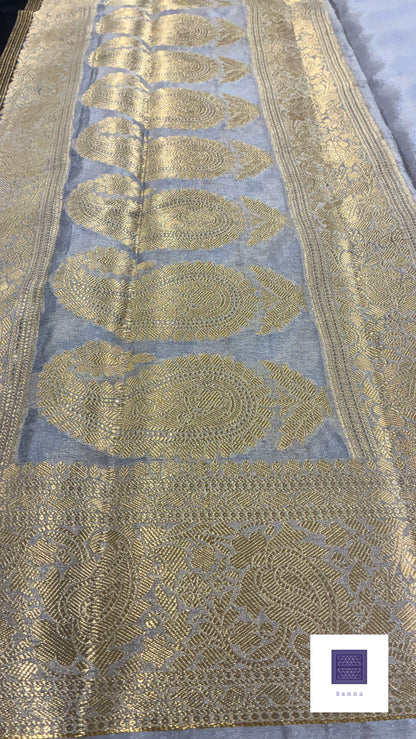 Chiffon Silk contrast Black and Light grey