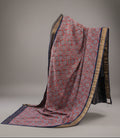 Pure Chiffon silk handblock prints - Navy blue and red
