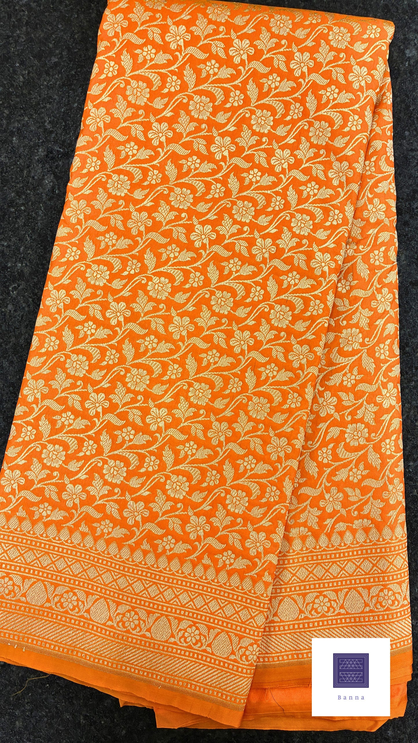Handloom Katan Silk saree - Orange