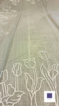 Kota cotton saree with embroidery - Cream