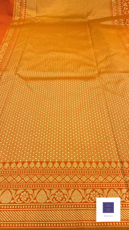 Handloom Katan Silk saree - Orange