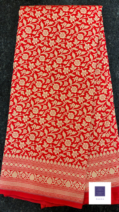 Handloom Katan Silk saree - Bridal Red