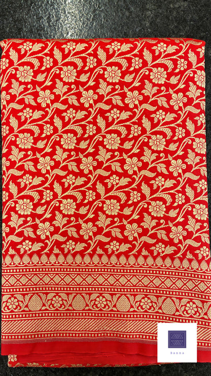 Handloom Katan Silk saree - Bridal Red