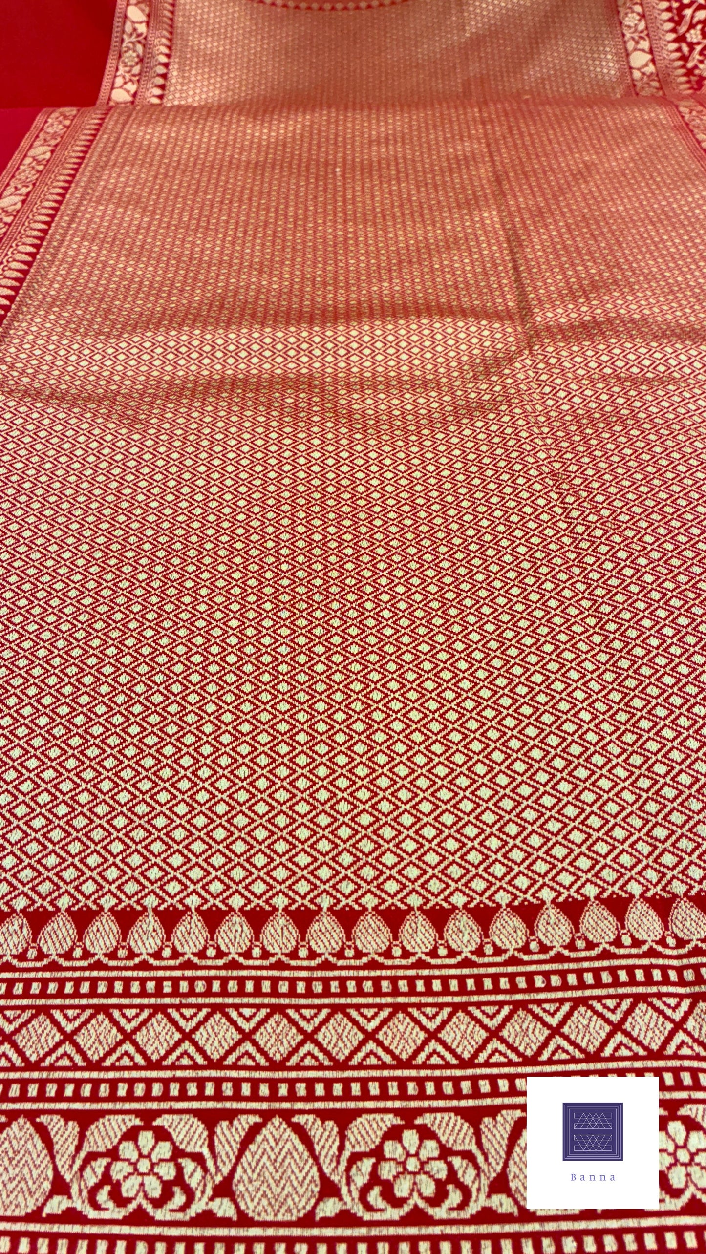 Handloom Katan Silk saree - Bridal Red